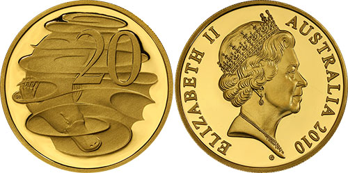 20 cents 2010 Gold