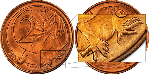 2 cents 1966 - Blunt 1st claw - Perth mint