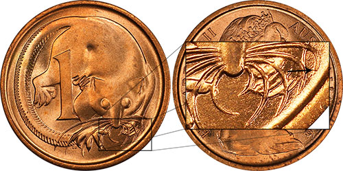 1 cent 1966 - Blunt 1st whisker - Melbourne mint