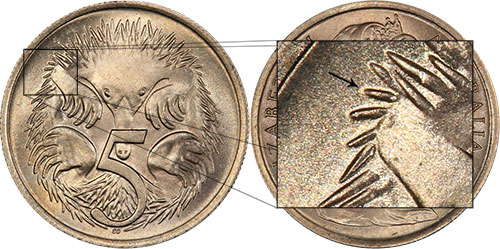 5 cents 1966 - Long spine - London mint
