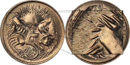 5 cents 1966 - Short spine - Canberra mint