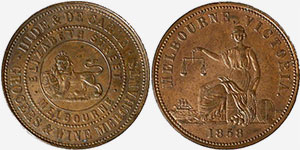 Hide & DeCarle penny token, 1858