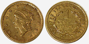 US gold dollar, 1851