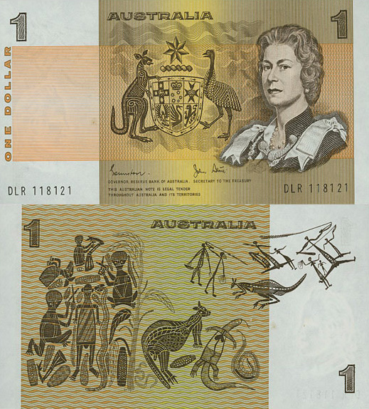 Månenytår luge Lave Coins and Australia - One dollar 1966-1984 - Australian banknotes price  guide and values