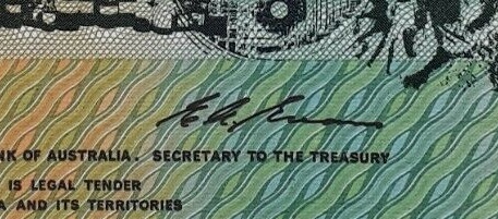 Evans - Signature on Australian banknote