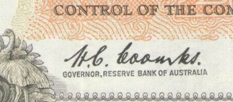Coombs - Signature on Australian banknote
