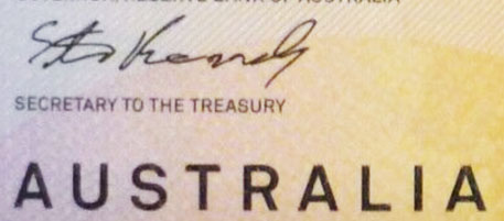 Kennedy - Signature on Australian banknote