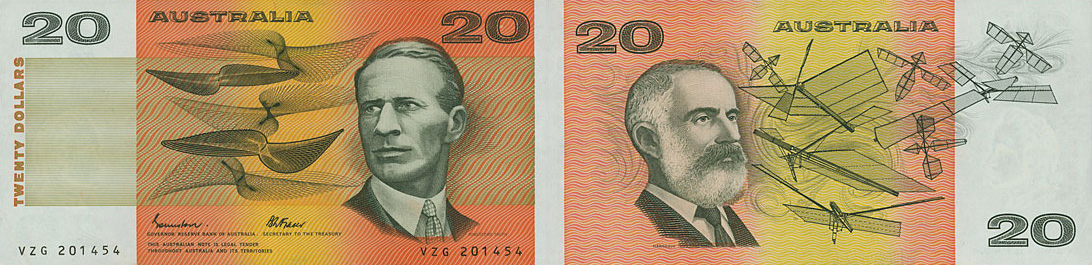Twenty dollars 1966 to 1993 - Banknote of Australia