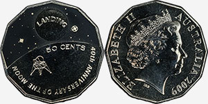 50 cents 2009 Moon Landing Australia