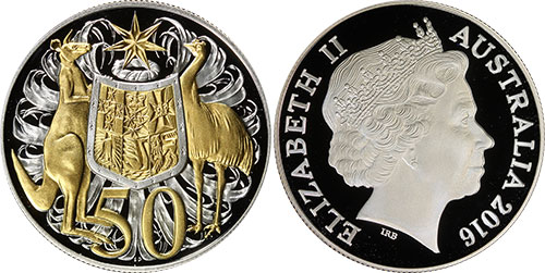 50 cents 2016 Gold Plated Reverse Proof