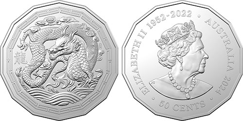 Fifty cent 2024 Year of the Dragon - Australian coin