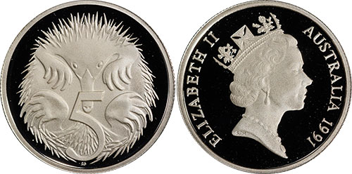 5 cents 1991 Proof Silver
