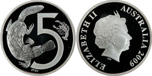 5 cents 2009 Proof Silver Decimal Pattern 1966