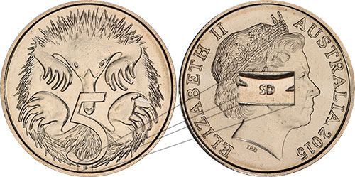 Five cent 2015 - Tiny SD - Initials - 5 cents - Decimal coin