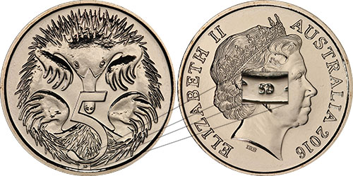 Five cent 2016 - Tiny SD - Initials - 5 cents - Decimal coin