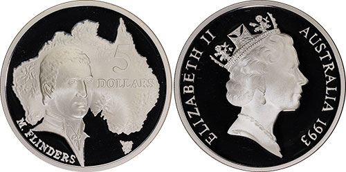5 dollars 1993 Flinders