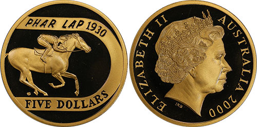 5 dollars 2000 Phar Lap Proof