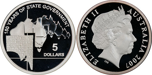 5 dollars 2007 150 years of state government - Australian coin
