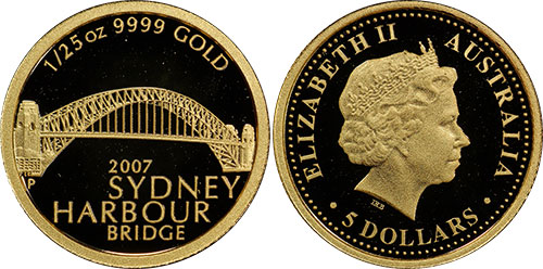 5 dollars 2007 Sydney Harbour Bridge Gold