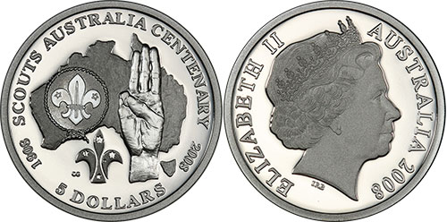 5 dollars 2008 Scouting Australian coin