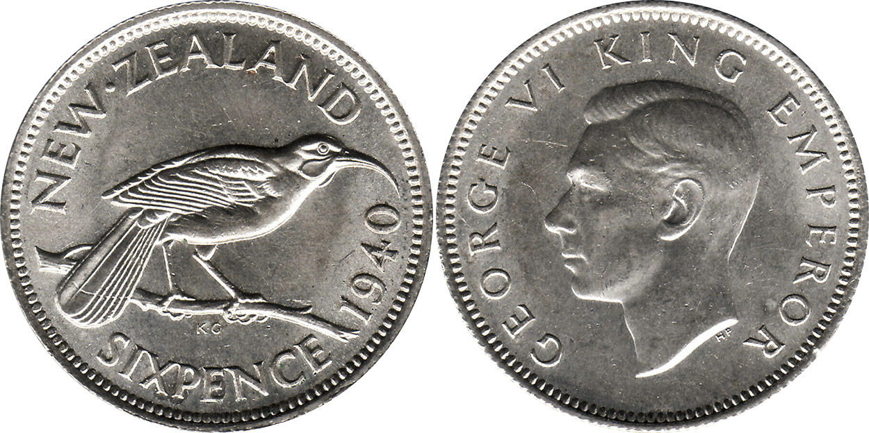 Sixpence 1940 - New Zealand coin