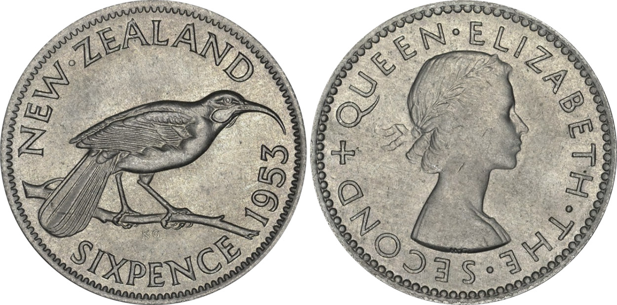 Sixpence 1964 - New Zealand coin