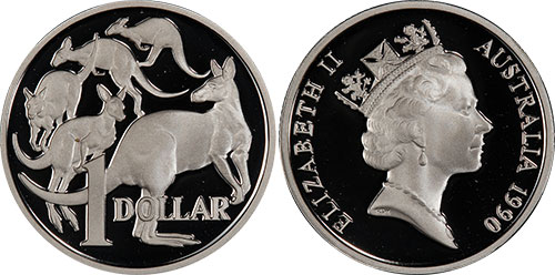 1 dollar 1990 - Silver