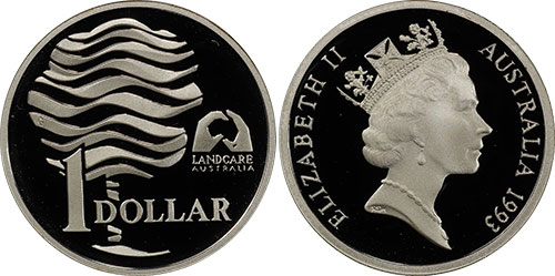 1 dollar 1993 - Segmented reeding silver