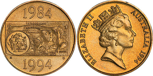 1 dollar 1994 10th anniversary M