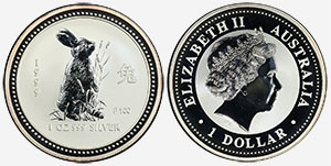 1 dollar 1999 Year of the Rabbit Perth Mint Australia