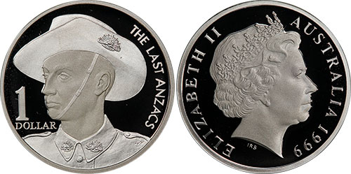 1 dollar 1999 The Last Anzacs Silver Proof