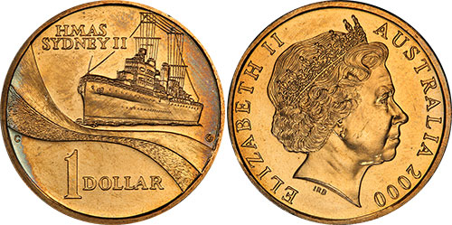 1 dollar 2000 HMAS Sydney II Canberra C Australia