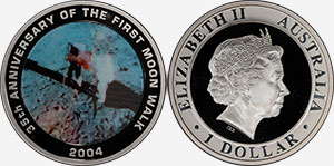 1 dollar 2004 First Moon Walk Australia