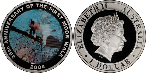 1 dollar 2004 First Moon Walk Australia