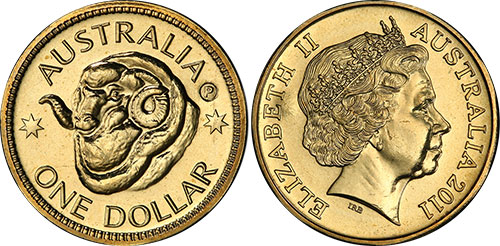 1 dollar 2011 Ram's Head Australia