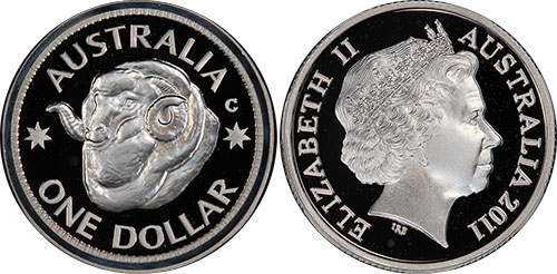 1 dollar 2011 Ram's Head Silver Australian Coin