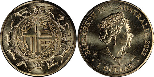 1 dollar 2022 Good Luck Australian coin