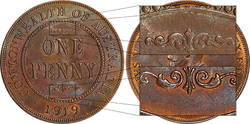 Penny 1919 No dot Australian Coin