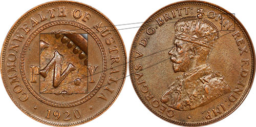 Penny 1920 Indian Obverse Australian Coin