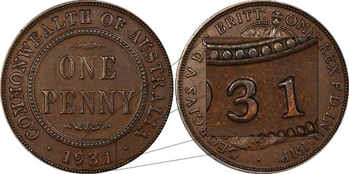 Penny 1931 Dropped 1 Australian Coin