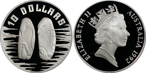 10 dollars 1992 Penguins - Australian coin
