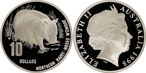10 dollars 1998 Wombat - Australian coin