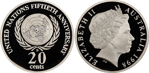 20 cents 1998 United Nations Fiftieth Anniversary