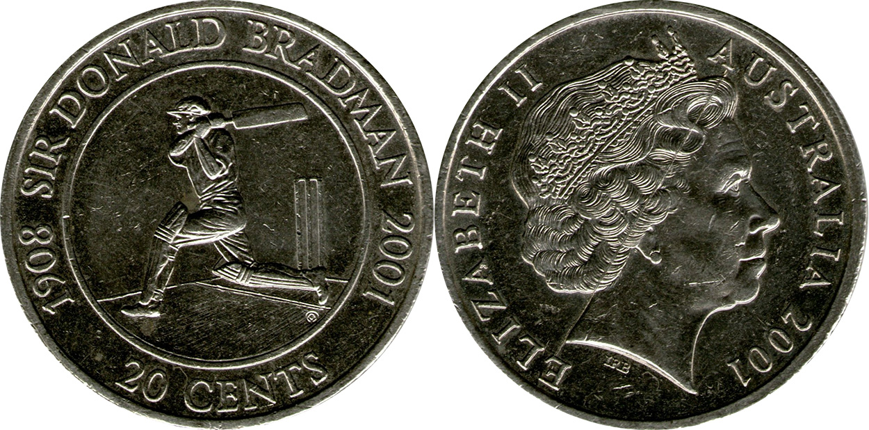 Twenty cent 2001 - Sir Donald Bradman- 20 cents - Decimal coin