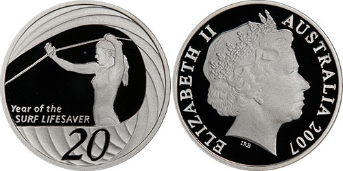 20 cents 2007 Surf Lifesaver Silver