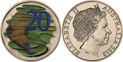 20 cents 2013 Colourized