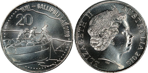20 cents 2015 Gallipoli Landing