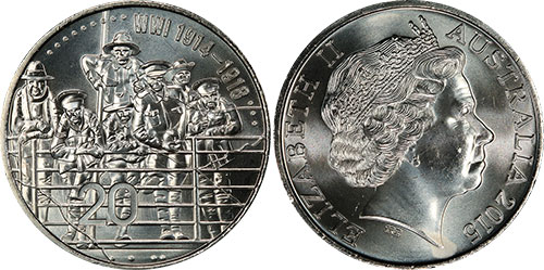 20 cents 2015 World War I 1914-1918