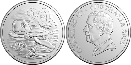 20 cents 2025 Lenny the leatherback turtle Australia Coin
