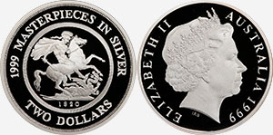2 dollars 1999 1920 Sovereign Australia